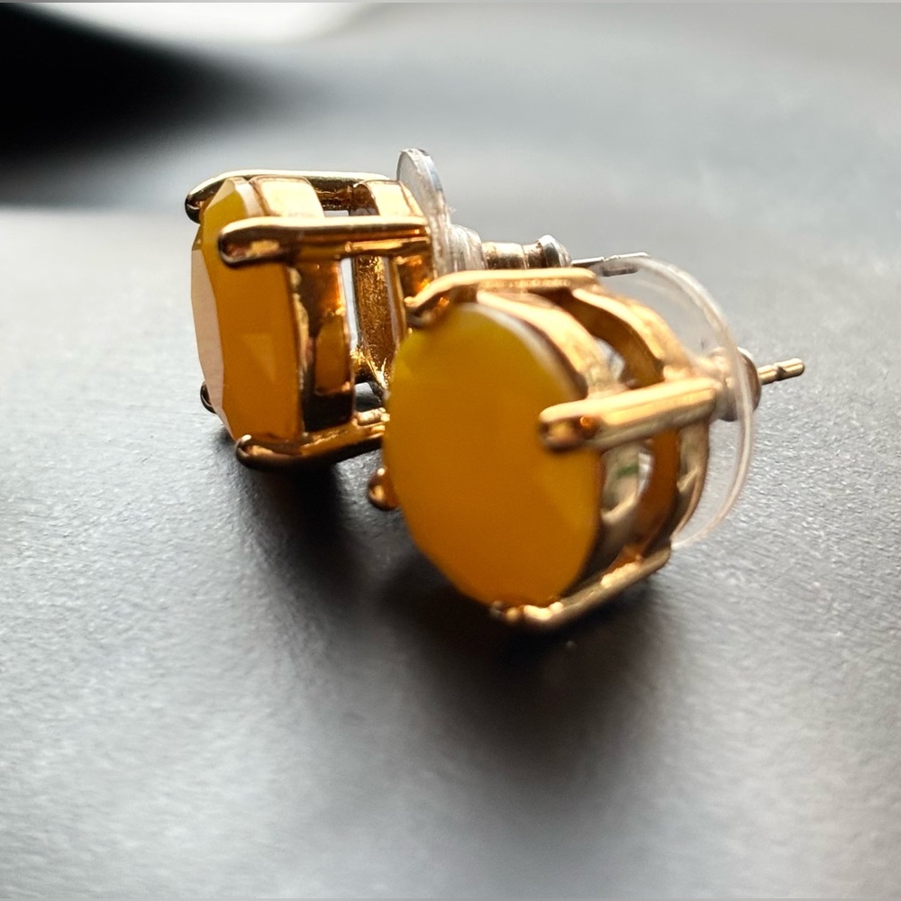 Yellow Multifaceted Stone Stud Earrings